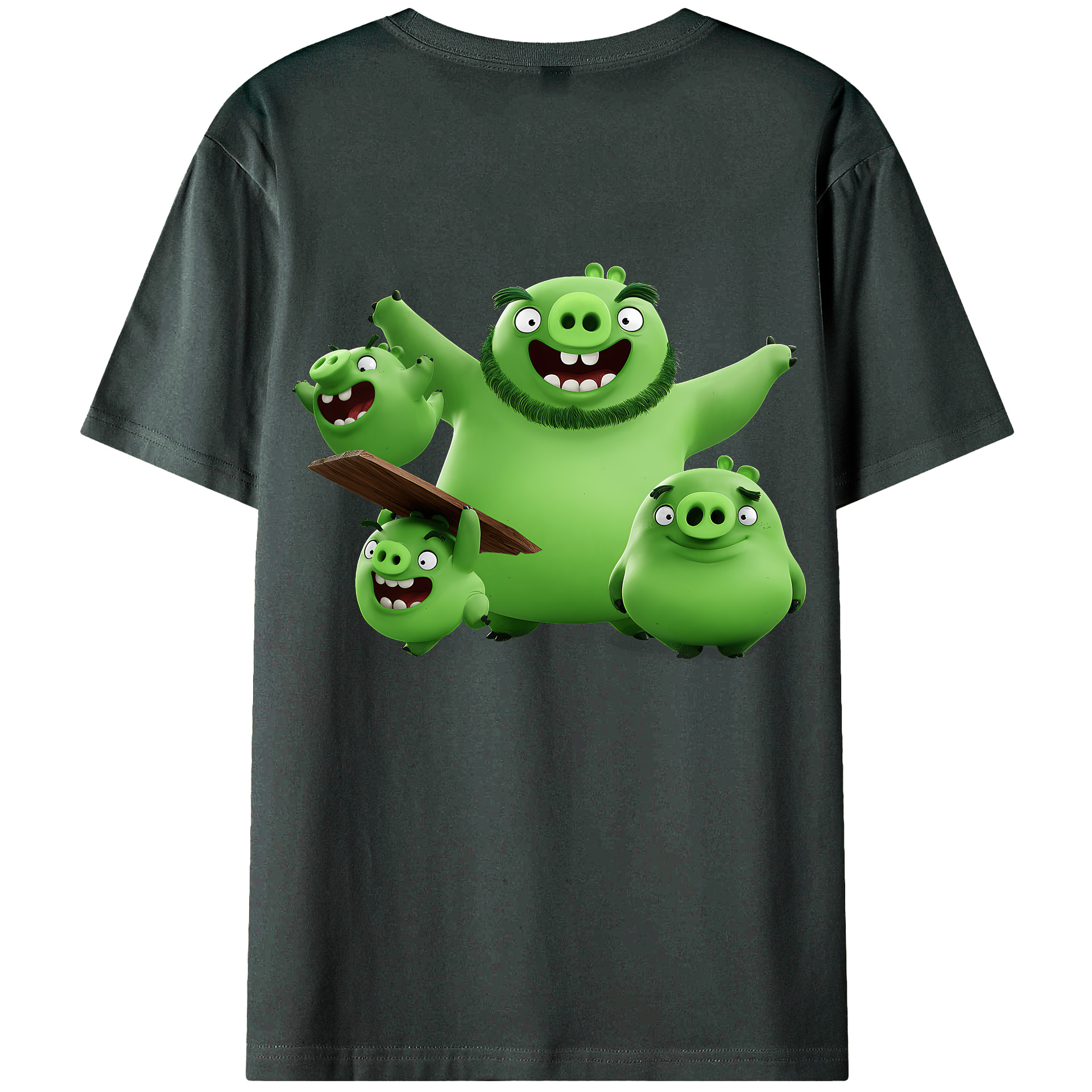 （画像用） Angry Birds アングリーバード 綿100％ メンズ半袖Tシャツ（バックプリント） 通気性